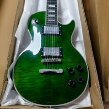 LP Style Solid Body Electric Guitar - Green Quilted Maple HH Pickup Configurati