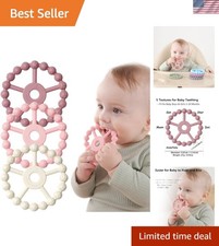 3 Pack Silicone Teething Rings for Infants - Colorful Relief for 0-24