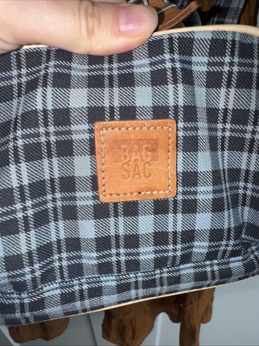 BagSac Bag Sac Vintage Rucksack aus Leder und Textil Klein Kariert - Bild 4 von 12