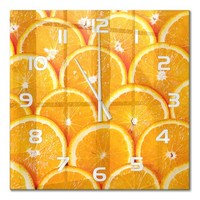 Wanduhr Glasuhr Aus GehäRtetem Glas Orangenscheiben WeißE Zeiger 60X60 Cm