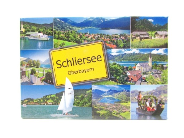 Schliersee Magnet Foto Souvenir Germany Oberbayern Ortsschild Gelb-image