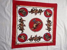 Vintage Western Cowboy Bandana Scarf Cotton Blend Made In USA Rodeo Horses