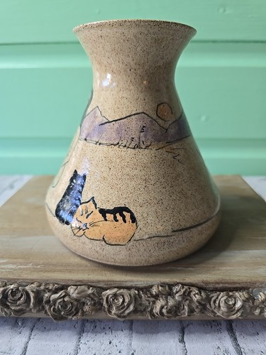 Jarrón de cerámica Art Studio gato desnudo dama hecho a mano único - Imagen 4 de 7