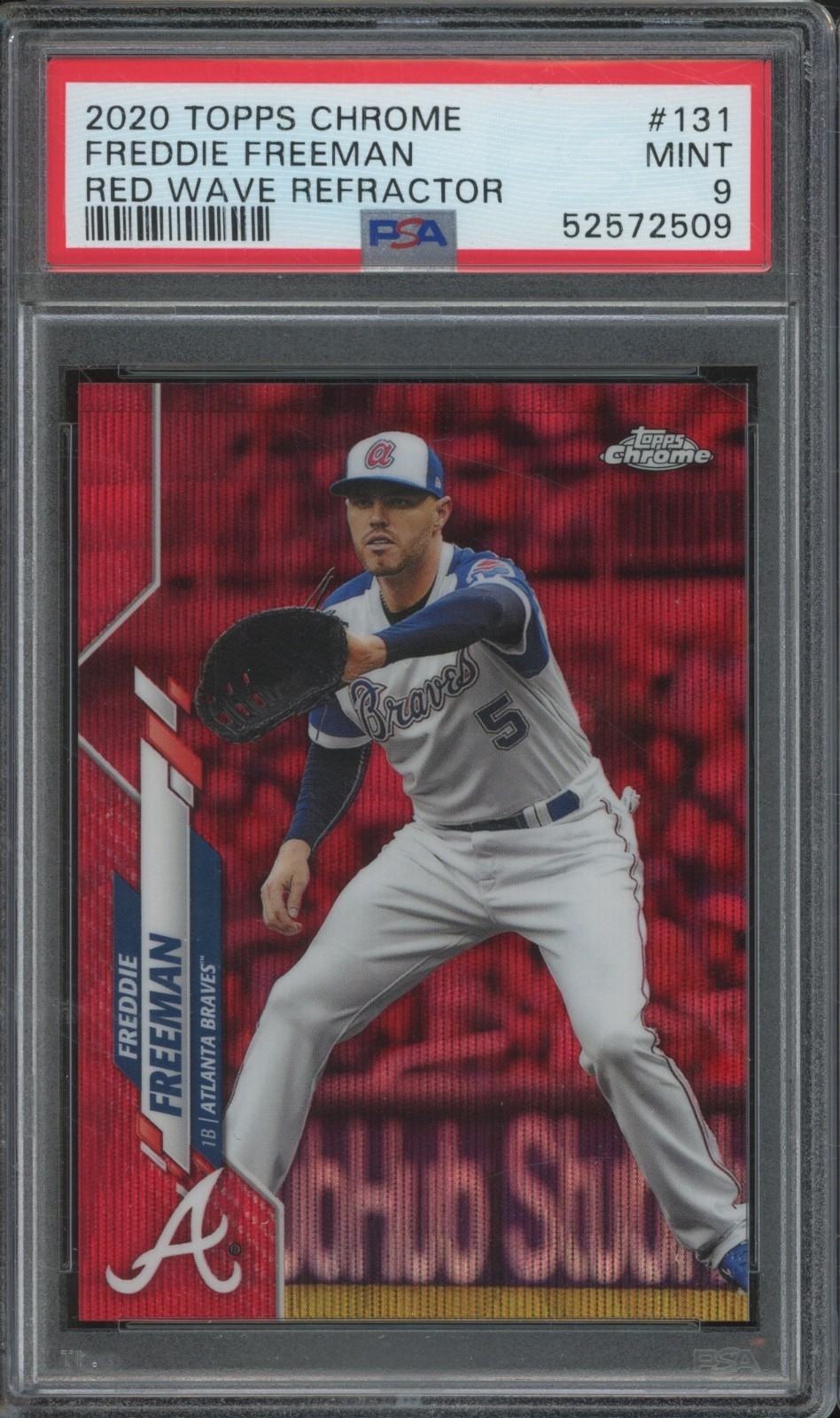 2020 Topps Chrome Red Wave Refractor #131 Freddie Freeman 4/5 Mint PSA 9