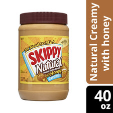 SKIPPY Natural Creamy Peanut Butter Spread with Honey, 6 g Protein, 40 oz.
