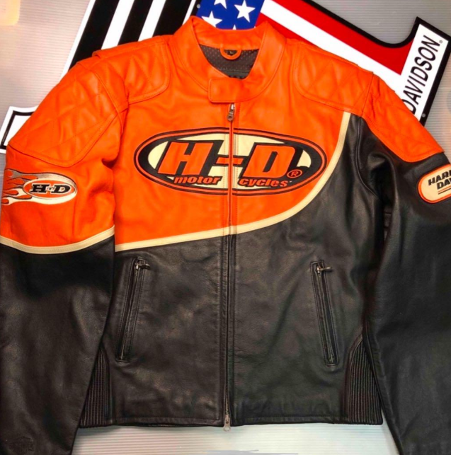 Rare] Harley-Davidson Riders Leather Jacket Size:L Black/Orange