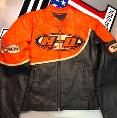 Rare] Harley-Davidson Riders Leather Jacket Size:L Black/Orange