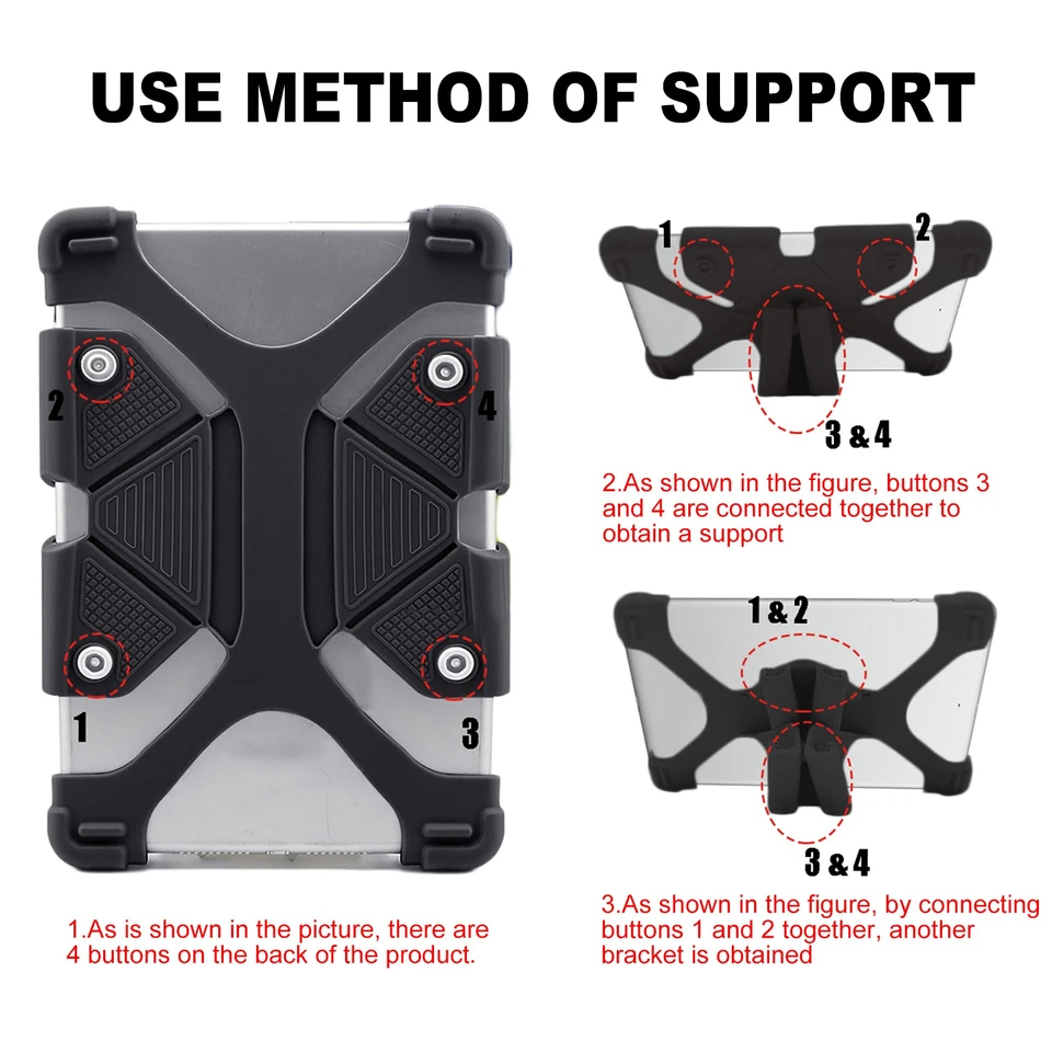 Funda universal ajustable a prueba de golpes de silicona LA para tablet de 10"-10,1" pulgadas Foto 2 de 4