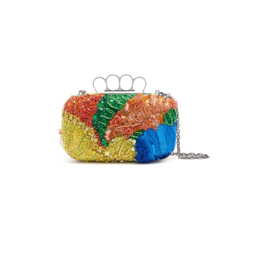 Alexander McQueen Four Ring Patchwork Sequins Box Clutch Bag NWT