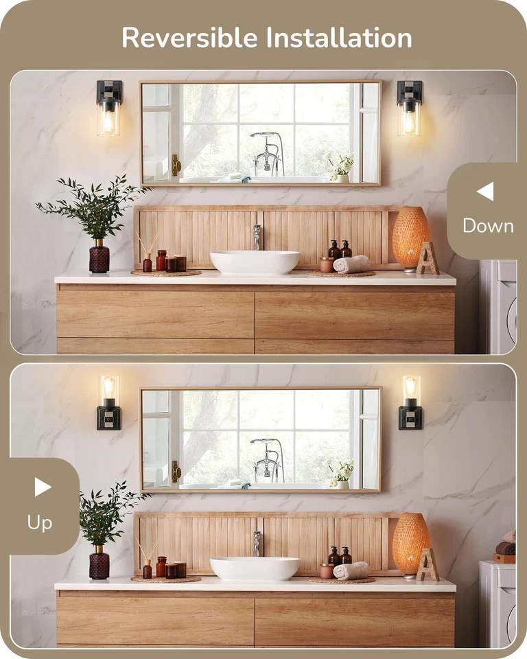 Juego de 2 Apliques de Pared, Luces de Tocador de Granja para Baño, Lámpara de Pared de 1 Luz... Foto 4 de 4