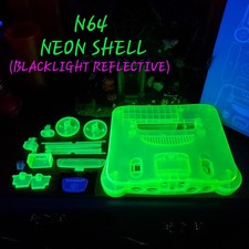 N64 Shell Replacement Shell Case. NEON GREEN BLACKLIGHT REF. Tools, Sticker. USA