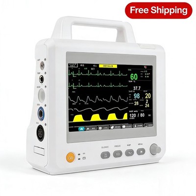 8 Inch Professional Patient Monitor ECG SpO2 NIBP Temp Vital Signs Monitor