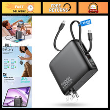High-Capacity 20000mAh Portable Charger Power Bank with Built-in Cable  Wall Pl