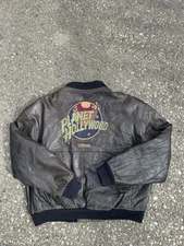 Vintage 1990 Planet Hollywood Brown Leather Olive quilted reversible Jacket 