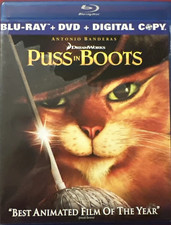 Puss in Boots Blu-ray  DVD, 2011, Widescreen  Antonio Banderas LIKE NEW