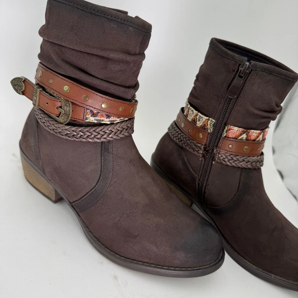 Botines Roper Mujer 8 Marrón Cuero/Gamuza Correa Azteca Hebilla Vaquera Occidental Foto 2 de 4