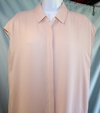 Banana Republic Pink Sleeveless Button Front Blouse w/Sheer Pleated Back-Size M