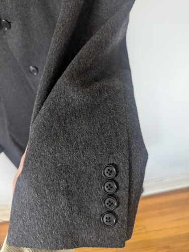 Jos A Bank Travelers Cashmere Overcoat Size 44R Black Business Formal Luxury - Picture 4 of 18