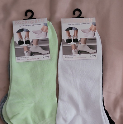 Sockopath Low Cut Heel Tab Women's Socks 2 Pairs Shoe Size 4-10 Green Gray