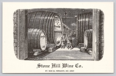 Stone Hill Wine Co. Cellar Hermann MO Vintage Winery Postcard