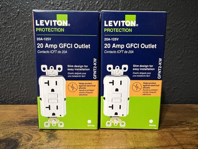 #ad Leviton Self Test GFCI Outlet White 20A 125V GFNT2 KW LOT OF 2QTY $34.99