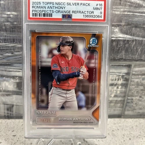 2025 Topps NSCC Silver Pack #16 Roman Anthony Orange /25 (RC) PSA 9