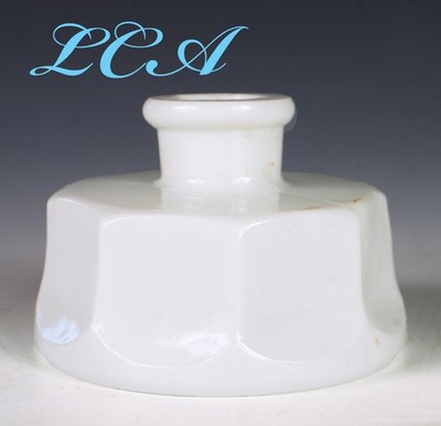 SCARCE white MILK GLASS antique INK WELL from PENN mfg WORKS P Garrett Co ORNATE