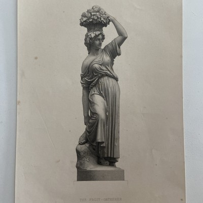 Antike ''Der Obstsammler'' Gravur nach H. Wolff 19. Jh. neoklassizistische Figur 