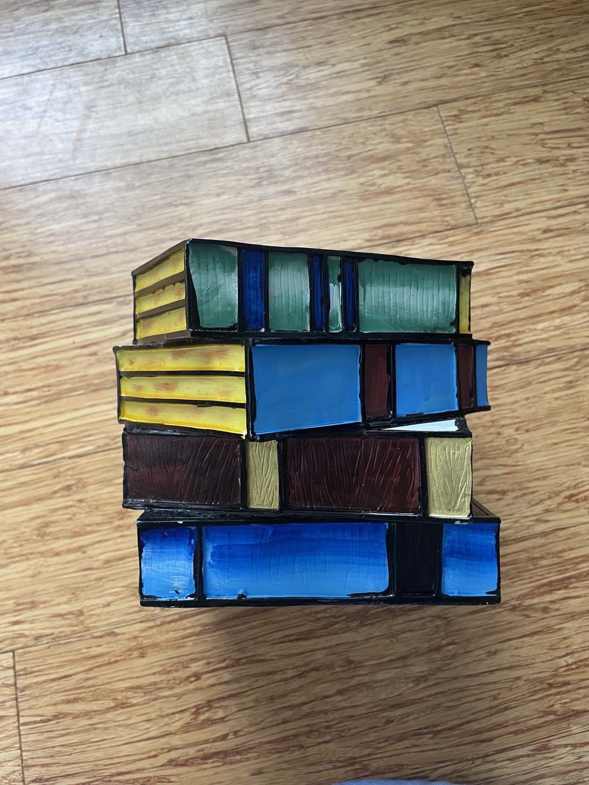 Stained Resin Stacked Books Lamp Tiffany Style Table Lamp Home Decor