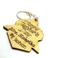 Personalized Teacher's Day Wooden Keychain Custom Name Thank You Gift For Teache