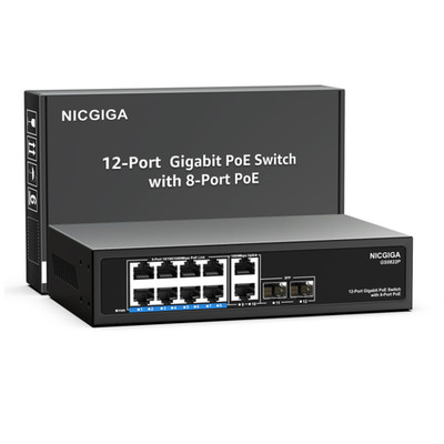 12-Port PoE-Switch 8x10 100 1000 RJ4