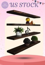 Wood Floating Shelves Rustic Wall Shelves Set of 4 Walnut 36 Inch