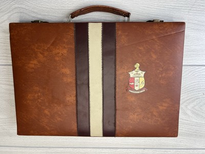 Vtg Briefcase Backgammon Set Brown Cream 60s 70s Kappa Alpha Psi Fraternity