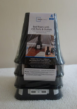 New Sealed MAINSTAYS 6” Bed Risers w/ USB Ports & Outlets – 4 pack