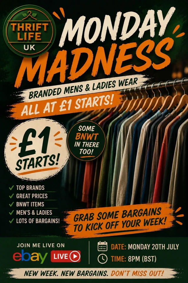 🔥 Monday Madness | Branded Mens & Ladies Wear | £1 Starts