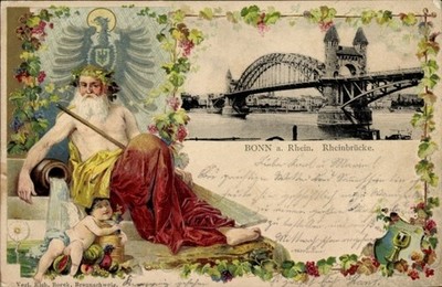 Postcard Bonn on the Rhine, Rhine bridge, angel - 11175450