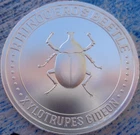 1 oz. RHINOCEROS BEETLE #6 Silver Bug Series II round BU .999 fine silver