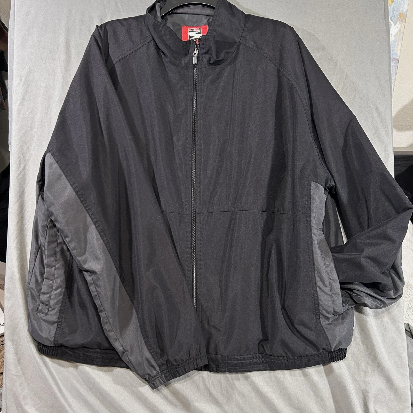 Simply For Sports Men's Windbreaker XL Black/Gray Colorblock Full Zip Mesh Line - product detail image 1