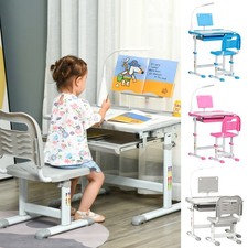 Kids Study Desk and Chair Set w/ Adjustable Height, Storage Drawer