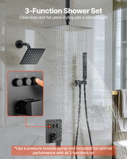 VEVOR Shower Faucet Set, 10 Inch Ceiling Mount Rainfall Shower System with 6 Inc
