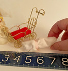 Miniature Vintage doll house 1950's baby doll/eyes move carriage, wedding doll — photo 4