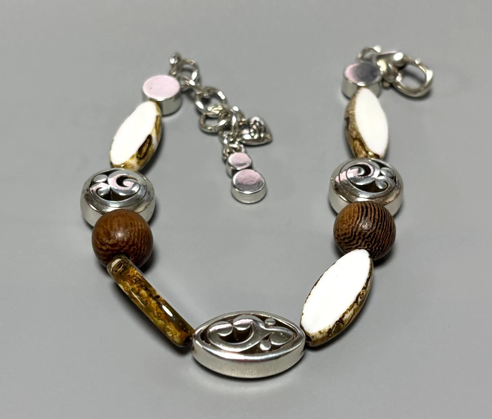 Brazalete Brighton CONTEMPO Madera Cuentas Remolino 6.5"- 7.5" Largo -¡RARO Y DIFÍCIL DE ENCONTRAR! Foto 2 de 4