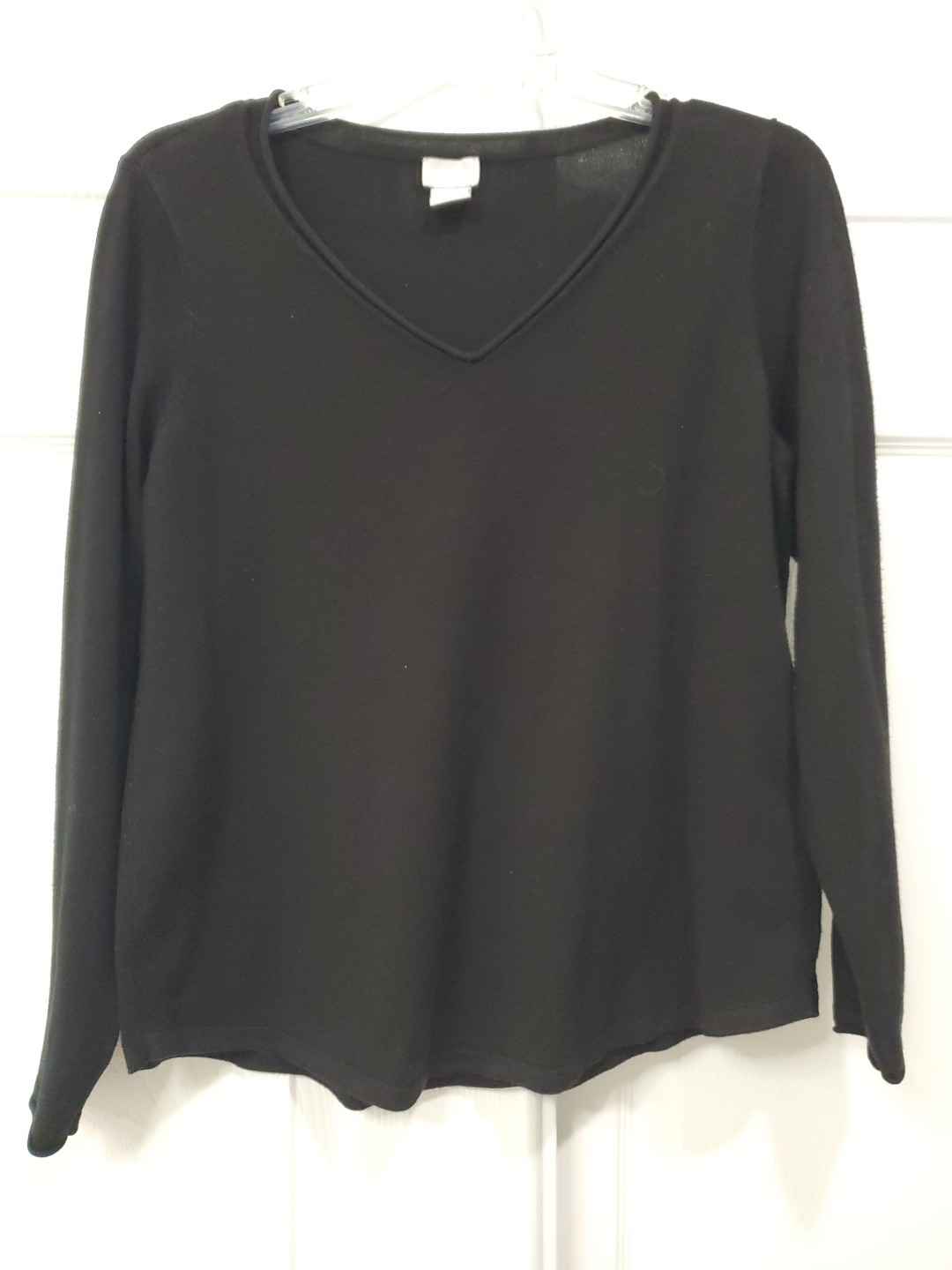 Chico’s Long Sleeve Pullover Sweater Basic Black … - image 1