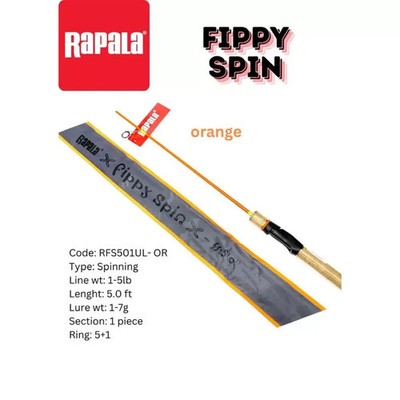 Rapala Fippy Spin 5' Rod – Ultra Light 1-Piece Slim Solid Glass
