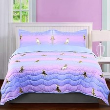 Kids Rule Pink and Purple Full Size Pink and Purple Unicorn Bedding