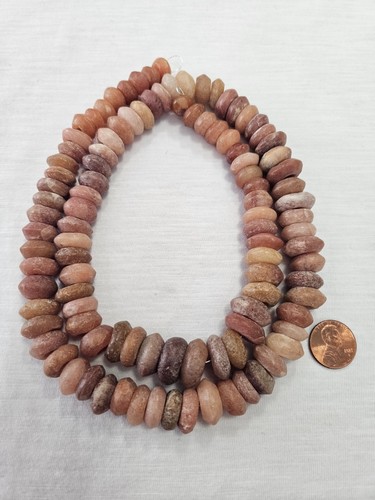 Ancient Mali Rose Quartz Donut Beads 27" Strand 103pc Large Hole 10mm-16mm
