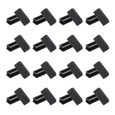 16Pcs 2.4" x 1" x 0.7" Rectangle Plastic Plug Tubing End Caps, Black