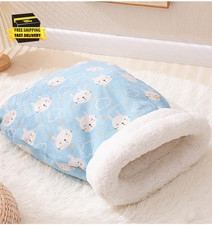 Soft Safe Cat Tunnel Sleep Bag Bed Cozy Hideway for Kitty'S Comfort Blue, Lar