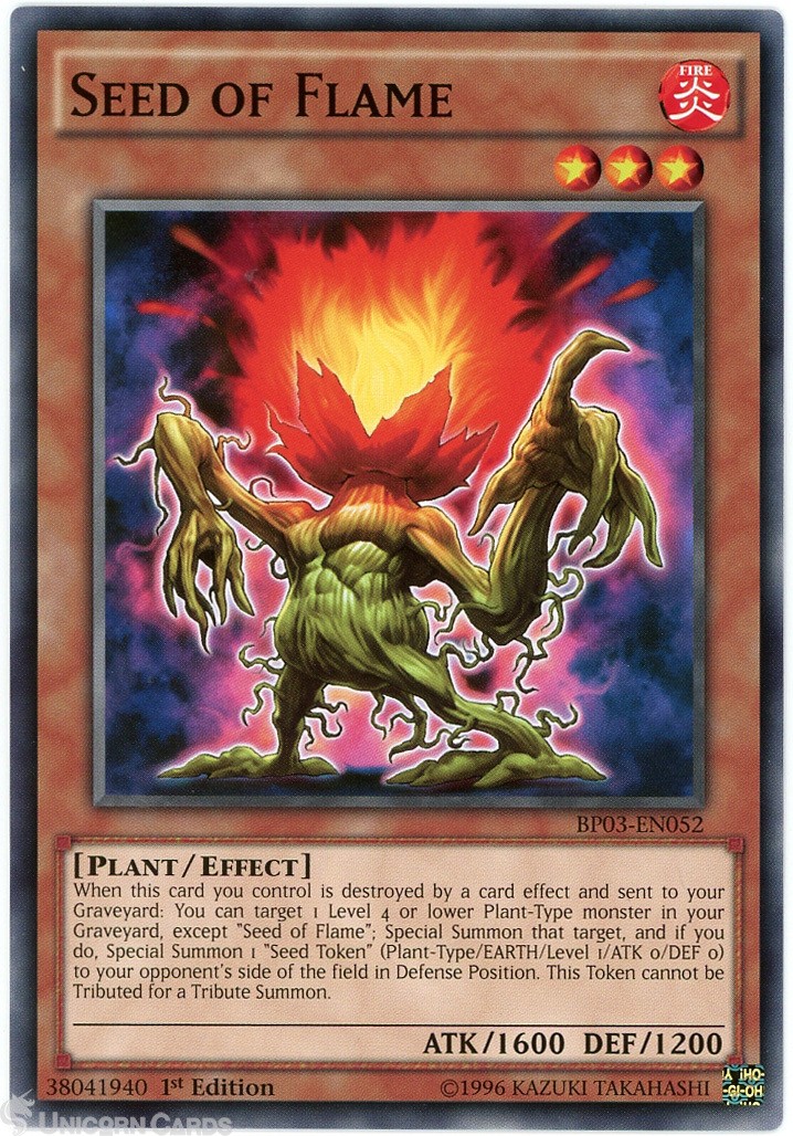 BP03-EN052 Seed of Flame : Shatterfoil Rare 1st Edition Mint YuGiOh Card