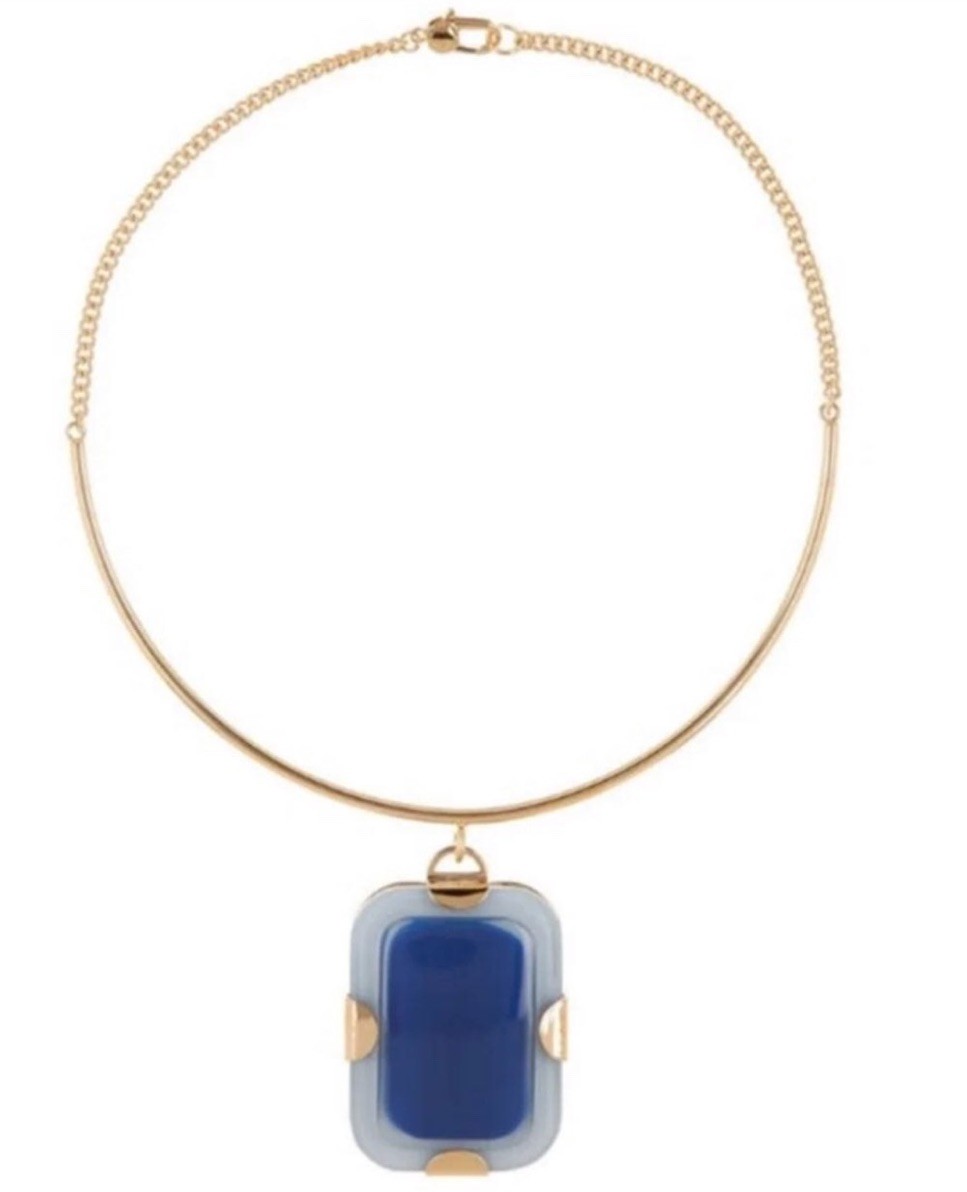 Marc by Marc Jacobs Gold With Blue Pendant Necklace New with tag